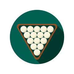 Billiard graphic icon. Billiard balls sign in the circle isolated on white background. Vector illustration