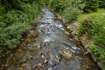 River Desna in Kouty nad Desnou in High Ash Mountains,Jesenik District,Olomouc Region,Czech...
