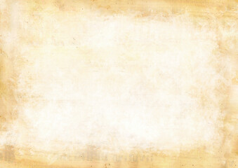 Texture of old yellow paper with scratches and scuffs. Parchment. retro paper