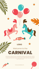 Free vector colorful carnival horse banner