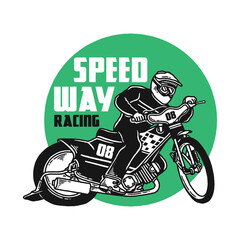 Speedway rider in action vector illustration design