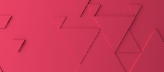 Abstract modern magenta triangle background, 3d render color of the year 2023