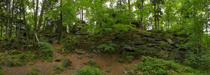Rock formation Certovy Kameny (Devil Stones) in High Ash Mountains,Jesenik District,Olomouc...