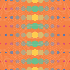 Gradient seamless continuous pattern of colorful dots and white lines. Suitable for wrapping paper and background or fabric printing.	
