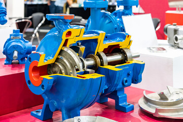 cross section present detail component inside centrifugal pump for industrial such as vane or...