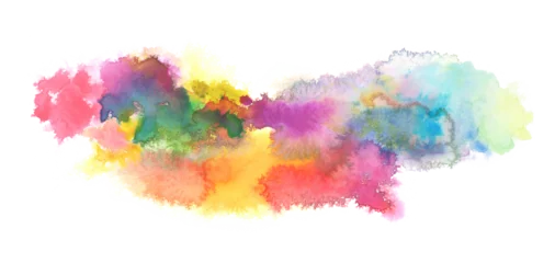 Keuken spatwand met foto Watercolor flow blot Painting colors. Abstract texture stain on Png tranparent background. © Liliia
