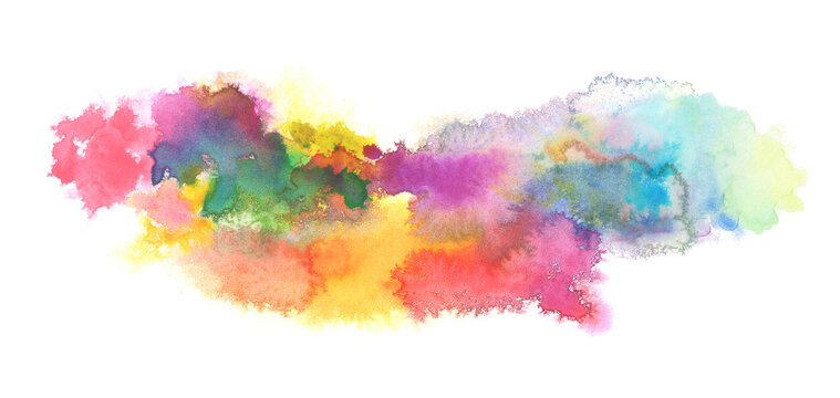 Watercolor flow blot Painting colors. Abstract texture stain on Png tranparent background.