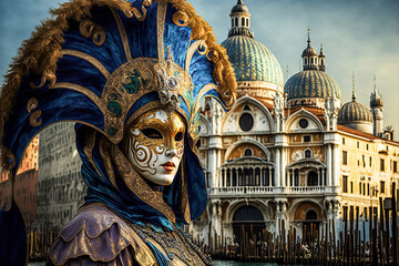 Obraz premium Carnevale de Venezia Venizianischer Karneval Venedig Generative AI Digital ART Illustration