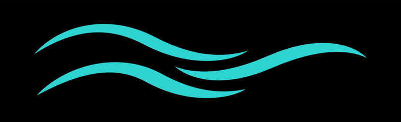 Fototapeta premium Water wave icon isolated on black background. Modern flat water wave icon for web site, ocean design template and logo. Creative abstract concept, vector illustration