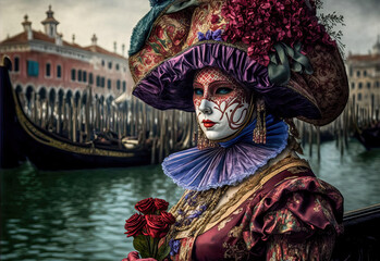Carnevale de Venezia Venizianischer Karneval Venedig Generative AI Digital ART Illustration