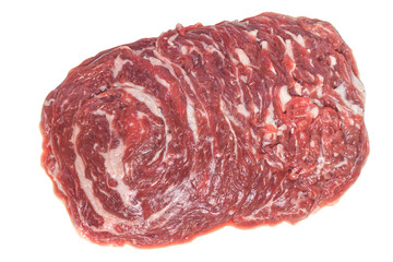 Fresh beef raw sliced isolated on white background