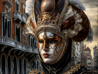 Obraz na płótnie Canvas Carnevale de Venezia Venizianischer Karneval Venedig Generative AI Digital ART Illustration
