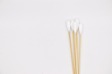 Cotton swabs on white background,top view