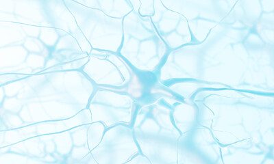 Neurons in the brain. Nerve cell. Neurone. Neuron cells. Neurology. 3d illustration.