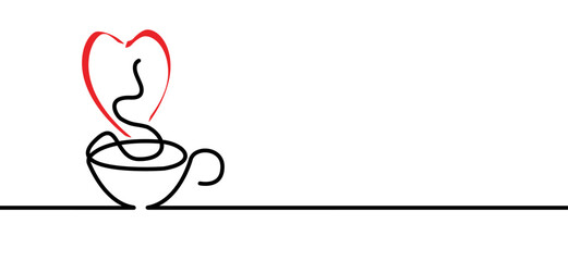 Cartoon coffee or tea and love heart icon. Flat vector design. Line pattern. coffee or tea time. Roasted coffee beans. Coffee bean love heart symbo.l For coffee mug or cup. Flat vector drink hot.