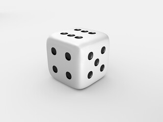 White dice isolated on white background. 3d render