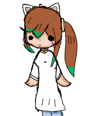 Hand drawn beautiful cute cartoon little girl.