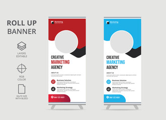 Roll up banner design template, vertical, abstract background, Business Roll Up. Standee Design.