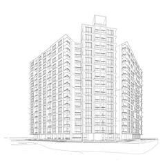 Fototapeta premium 3D wireframe of building