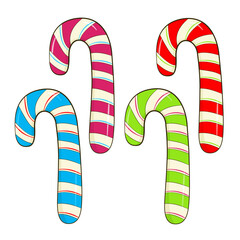 Set of colorful candy canes. Cartoon. Vector illustration