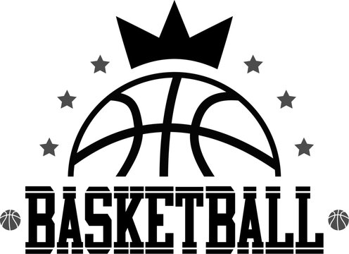 Half Basketball With Crown Vector Logo Design