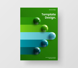 Abstract realistic spheres annual report template. Geometric company identity A4 vector design concept.