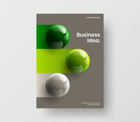 Fresh company identity vector design concept. Abstract 3D spheres annual report illustration.