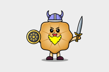 Cute cartoon character Cookies viking pirate with hat