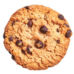  Delicious single chocolate cookie over isolated white background