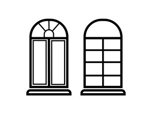 Window set. Modern windows icon on isolated white background