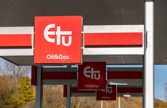Transylvania, Romania - October 24, 2022: A picture of an ETU gas station.
