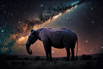 Stunning starry sky, fantastic fauna, incredible wildlife. Generative AI