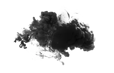 Rolgordijnen Ink black, gray color smoke blot on Png transparent Abstract background. © Liliia