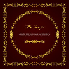 Luxury golden square and round frame set flower vine