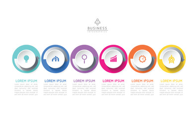 Circular Connection Steps business Infographic Template with 6 Element