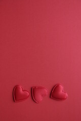 Red heart on a red background. Place for text. Valentine.