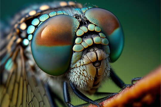 dragonfly close up macro, Generative AI 