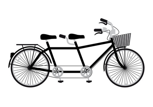 tandem bicycle, family concept, illustration on a transparent background, PNG image
