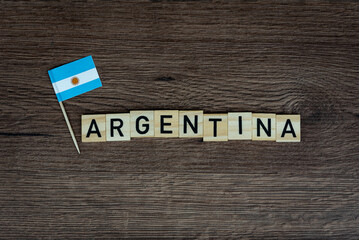 Argentina - wooden word with argentina flag (wooden letters, wooden sign)