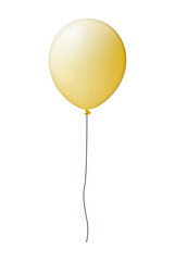 helium balloon in yellow color with a rope isolated background