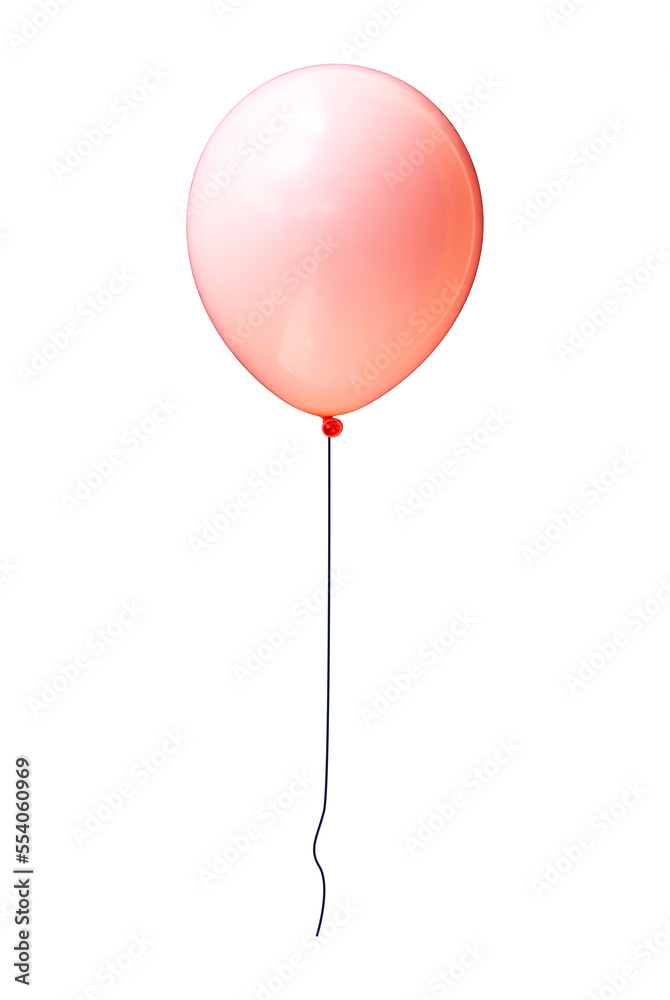 Poster helium balloon in orange color with a rope isolated background