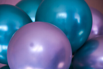 Colored festive balloons, background, close-up