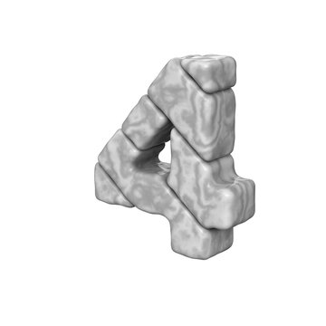 Symbol made of marble. right side view. number 4