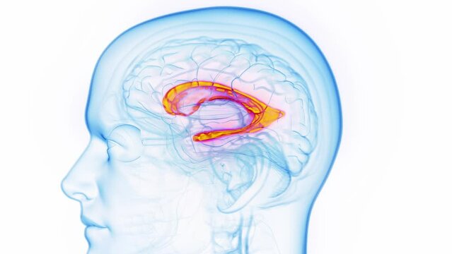 3D medical animation of a man's lateral ventricle