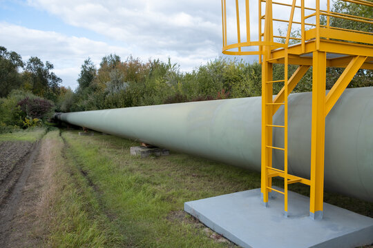 natural gas insulated pipelines in the field in Europe. Hub of the transportation of oil and gas through pipes.