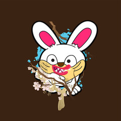 Rabbit illustration for new year logo, notebook, and background