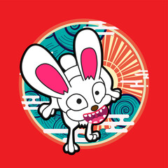 Rabbit illustration for new year logo, notebook, and background