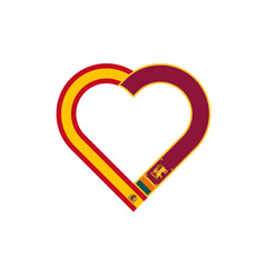 unity concept. heart ribbon icon of spain and sri lanka flags. vector illustration isolated on white background