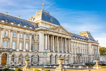 Fototapeta na wymiar Royal Palace of Brussels front view at sunny day