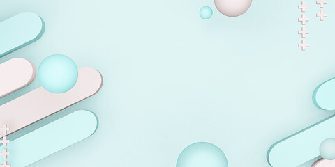 Flat geometric background geometric pastel colors 3d illustration